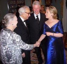 President Clinton and Hilary Clinton, Secretary of State, greeting Dave and Iola, during Kennedy Awards weekend, 5th December 2009.